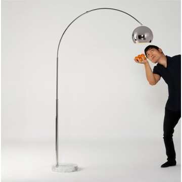 Brightech Olivia Floor Lamp, Arc Lamp for Living Rooms, Standing Lamp with LED Light Bulbs for Bedroom Reading, Great Living Room Décor, Tall Lamp for Offices - Chrome