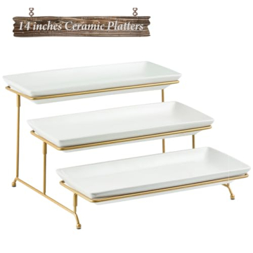 YHOSSEUN Tiered Serving Tray - Elegant 3 Tier Display Stand for Parties