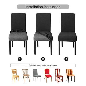 Genina Chair Covers for Dining Room Chair Covers Dining Chair Slipcovers Stretch Kitchen Parsons Chair Covers (Teal, 6 PCS)