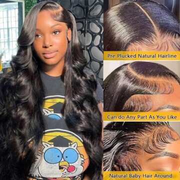 13x6 Body Wave Lace Front Wigs Human Hair Pre Plucked 24 Inch HD Transparent Glueless Lace Frontal Wigs Human Hair with Baby Hair 180% Density Brazilian Body Wave Wigs for Black Women Natural Color