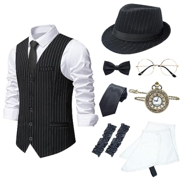 OSEMIOKA Mens Gatsby Gangster Costume for 1920s Style