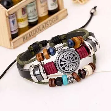 Trenro Women Lady Bohemia Wind Beaded Multilayer Hand Woven Bracelet Jewelry