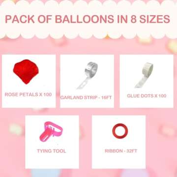 Dazzle Bright 263Pcs Valentines Day Balloon Arch Kit, Galentines Love Balloon Garland Valentines Day Decorations for Party Wedding Birthday Proposal