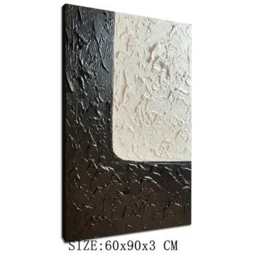 Handmade Minimalist Black and White Canvas Art 24x36