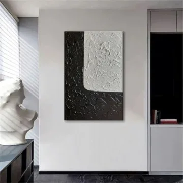 Handmade Minimalist Black and White Canvas Art 24x36