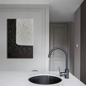 Handmade Minimalist Black and White Canvas Art 24x36