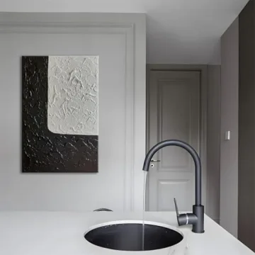 Handmade Minimalist Black and White Canvas Art 24x36