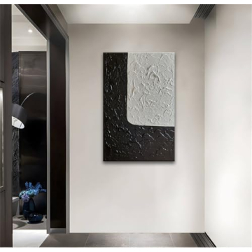 Handmade Minimalist Black and White Canvas Art 24x36