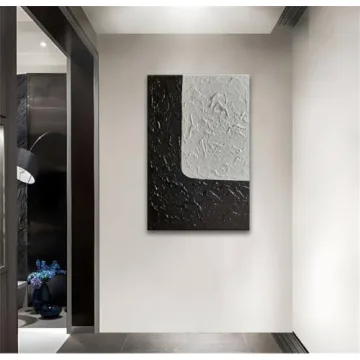 Handmade Minimalist Black and White Canvas Art 24x36