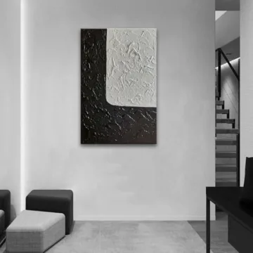 Handmade Minimalist Black and White Canvas Art 24x36