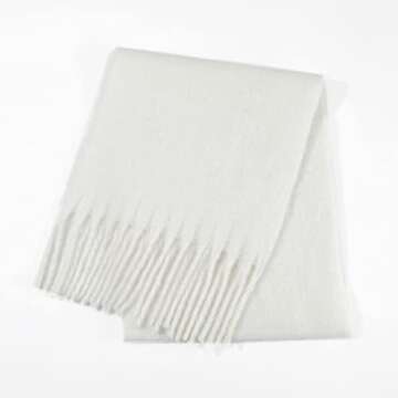 SUNDSGT Big Scarf Coloured Checked Oversized Scarf Tassel Soft Fall Winter Thick Scarf Warm Shawl Women (White)