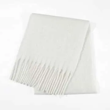 SUNDSGT Big Scarf Coloured Checked Oversized Scarf Tassel Soft Fall Winter Thick Scarf Warm Shawl Women (White)