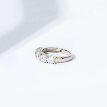 Elegant Amazon Platinum-Plated 5-Stone Ring with CZ