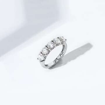 Elegant Amazon Platinum-Plated 5-Stone Ring with CZ