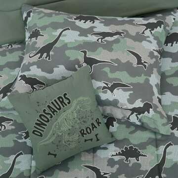 Kaleido Space Kids Comforter Set Twin Size with Dinosaurs