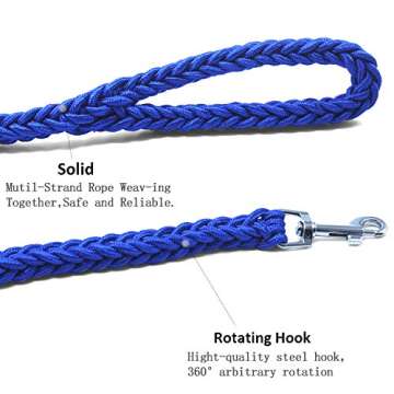 Yzsfirm 4 Ft Heavy Duty Braided Dog Leashes and Collar Set Blue Dog Threads Chain Durable Training Lead for Small Medium Dogs(1/2 inch Thick)