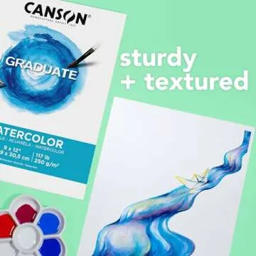 Canson Graduate Watercolor Pad, Foldover, 9x12 inch, 20 Sheets | Artist Paper for Adults and Students - Painting, Gouache, Mixed Media and Ink