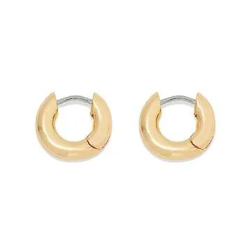 gorjana Women’s Lou Huggie Earrings, Small High Shine Chunky Hoops, Stainless Steel Post, 18K Gold Plated