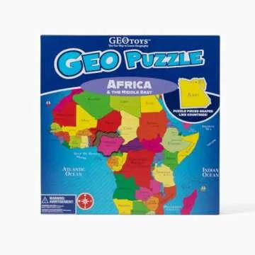 GeoToys GeoPuzzle, Africa, Middle East Shaped Jigsaw Puzzle, 65 Pc Geography Puzzles, Map Puzzle, Ji...