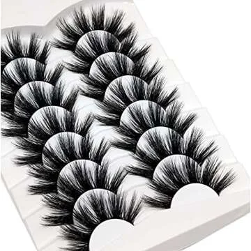 Veleasha False Eyelashes Long Faux Mink Lashes Fluffy Handmade Fake Eyelashes Natural Look 7 Pairs Pack Luxury Cat Eye Lashes (800)