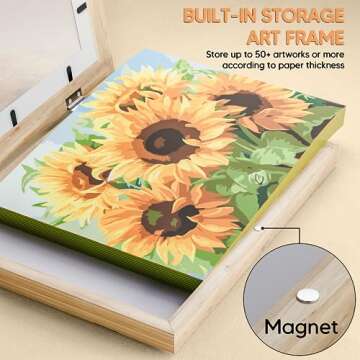 CROSYMX Kids Art Frame Artwork Changeable Front Opening Display Holds 50 Pieces Storage Solution, St...