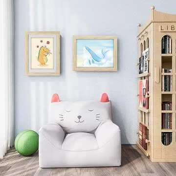 CROSYMX Kids Art Frame Artwork Changeable Front Opening Display Holds 50 Pieces Storage Solution, Stylish & Practical Artwork Display for Kids, Children's Art Storage Frames (Driftwood, Pack of 2)