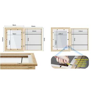 CROSYMX Kids Art Frame Artwork Changeable Front Opening Display Holds 50 Pieces Storage Solution, Stylish & Practical Artwork Display for Kids, Children's Art Storage Frames (Driftwood, Pack of 2)