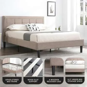 Decoro Mornington Upholstered Wood Platform Bed Frame