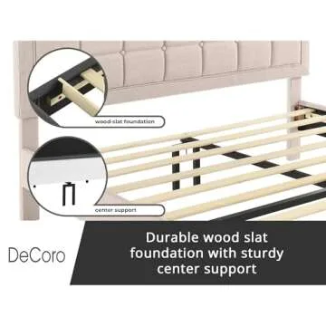 Decoro Mornington Upholstered Wood Platform Bed Frame