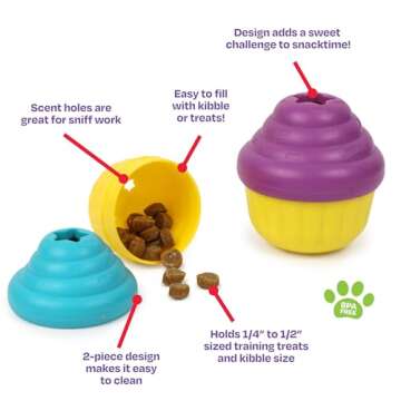 Brightkins Cupcake Treat Dispenser for Dogs - Interactive Toy