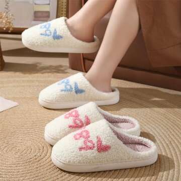 Vowhonk Taylors Slippers For Women Men, Comfy Bedroom Slippers, Cute Ladies Cozy Fluffy Fuzzy House Slippers Soft Memory Foam House Slippers Indoor