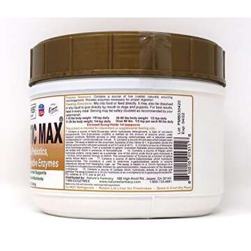 Dogzymes Probiotic Max -10 billion CFU's Probiotics, Prebiotics, Digestive Enzymes - Relieves Diarrhea, Upset Stomach, Constipation, Gas, Allergy, Immunity & Overall Health (1 pound)