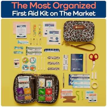 Keep Going Travel First Aid Kit for Kids – 130 Pc. for Car, Purse, Diaper Bag, Backpack, & Suitcase, with Latex-Free Bandages – 7 x 5 x 2 in. TSA-Approved