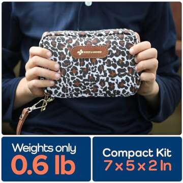 Keep Going Travel First Aid Kit for Kids – 130 Pc. for Car, Purse, Diaper Bag, Backpack, & Suitcase, with Latex-Free Bandages – 7 x 5 x 2 in. TSA-Approved