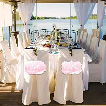 Qunclay 8 Pcs Reserved Signs for Wedding Chairs Acrylic Tag Unfinished Acrylic Hanging and Clear Blank DIY Signs for Mr Mrs Wedding Home Offices Crafting