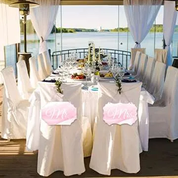 Qunclay 8 Pcs Reserved Signs for Wedding Chairs Acrylic Tag Unfinished Acrylic Hanging and Clear Blank DIY Signs for Mr Mrs Wedding Home Offices Crafting