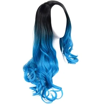 Beauty Youth 22-Inch Wavy Blue Ombre Wig for Women