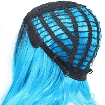 Beauty Youth 22-Inch Wavy Blue Ombre Wig for Women