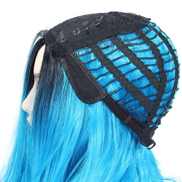 Beauty Youth 22-Inch Wavy Blue Ombre Wig for Women