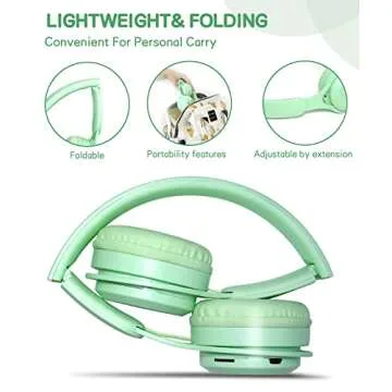 scorking Kids Bluetooth Headphones, Wireless Headphones for Kids with Built-in Microphone, Over Ear Kids Headphones Wireless Foldable Stereo AUX 3.5mm for Boys Girls School Smartphone iPad Tablet