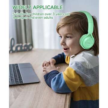 scorking Kids Bluetooth Headphones, Wireless Headphones for Kids with Built-in Microphone, Over Ear Kids Headphones Wireless Foldable Stereo AUX 3.5mm for Boys Girls School Smartphone iPad Tablet