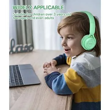 scorking Kids Bluetooth Headphones, Wireless Headphones for Kids with Built-in Microphone, Over Ear Kids Headphones Wireless Foldable Stereo AUX 3.5mm for Boys Girls School Smartphone iPad Tablet