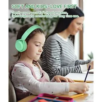 scorking Kids Bluetooth Headphones, Wireless Headphones for Kids with Built-in Microphone, Over Ear Kids Headphones Wireless Foldable Stereo AUX 3.5mm for Boys Girls School Smartphone iPad Tablet