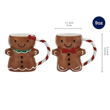 Bico Gingerbread Man Hand Painted Stoneware Mug Set