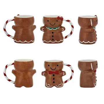 Bico Gingerbread Man Hand Painted Stoneware Mug Set