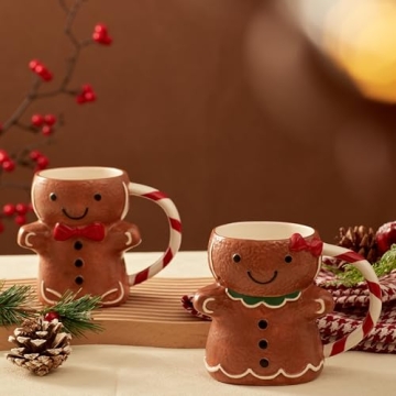 Bico Gingerbread Man Hand Painted Stoneware Mug Set