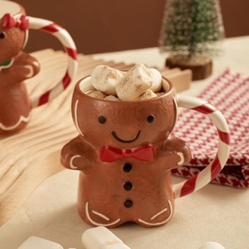Bico Gingerbread Man Hand Painted Stoneware Mug Set