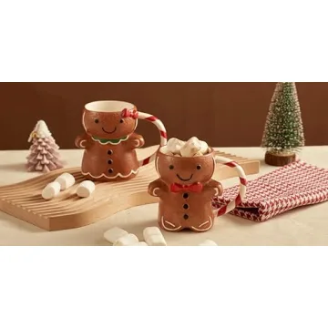 Bico Gingerbread Man Hand Painted Stoneware Mug Set