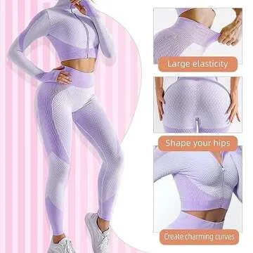 SINBRLAI Women's 3pcs Seamless Workout Outfits Sets, Yoga Sportswear Tracksuit Leggings and Stretch ...