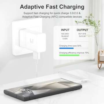 Samsung Adaptive Fast Charging USB Wall Charger Adapter for Samsung Galaxy S25 Ultra/S25/S25+/s24 S7...